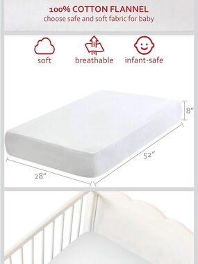 Premium White crib Bedding flannel Sheet